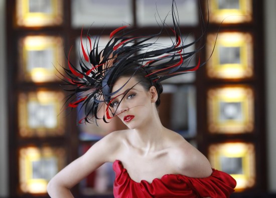 A shot of the new Philip Treacy creation for Lyons Tea