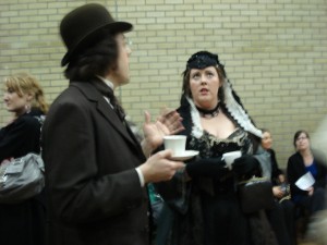 Oscar Wilde and his mother at reception